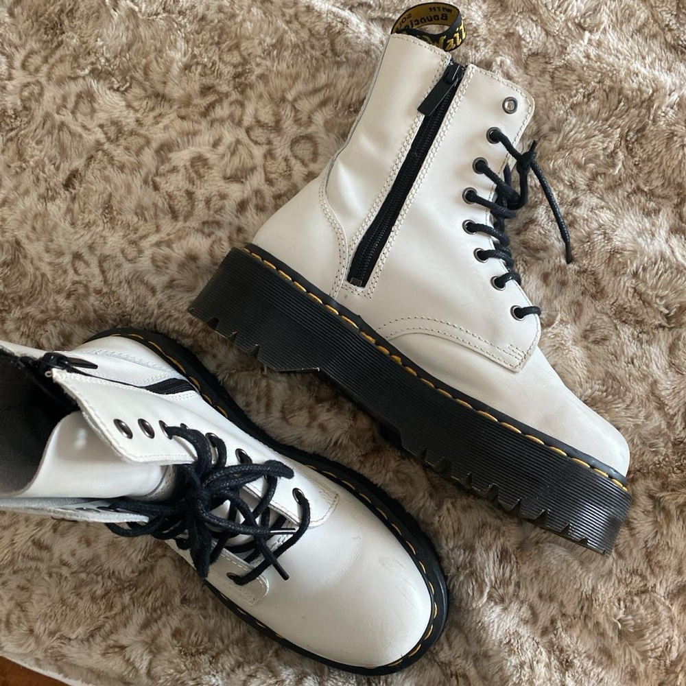 Dr Martens white platform boots